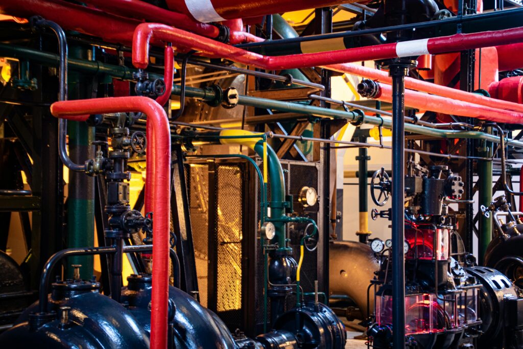 pexels photo 2569842 2569842 Complex network of industrial pipes and machinery inside a Lisbon plant.